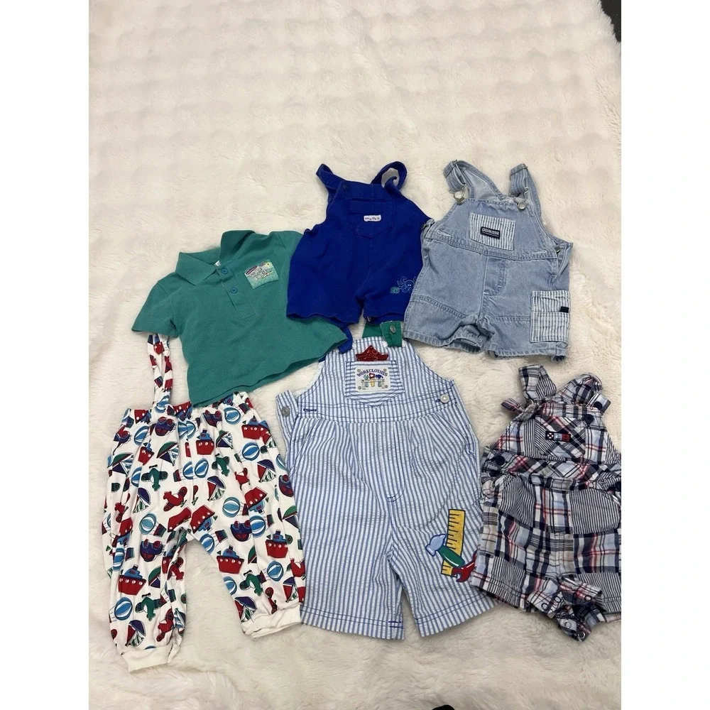 Vintage Baby toddler Overall Clothing Lot Surf Polo Retro Oshkosh